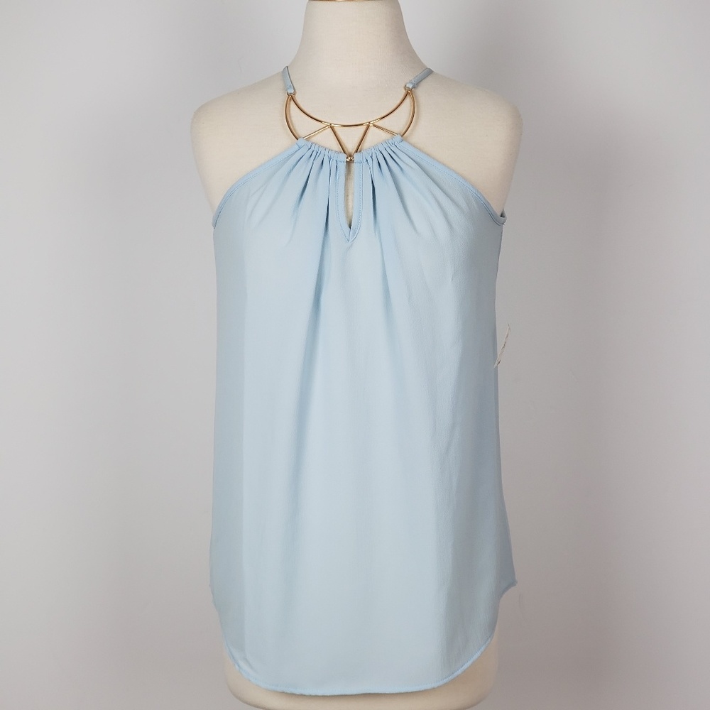 Women's Blouse Spaghetti Strap Color Blue Top